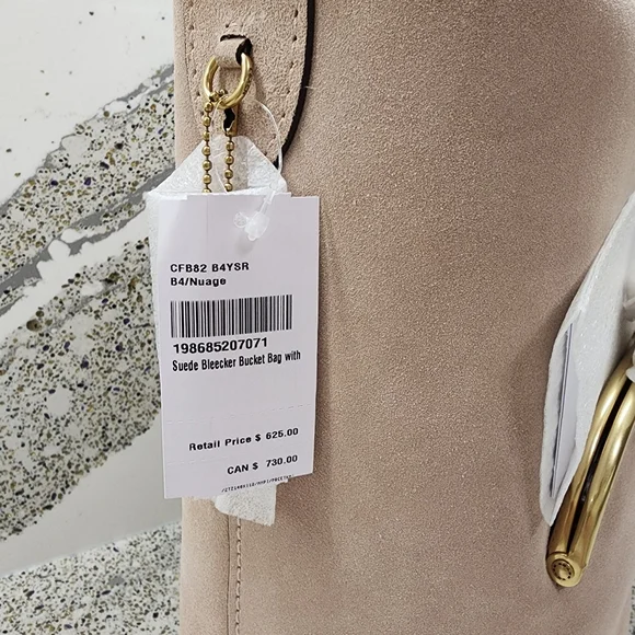 Coach Kisslock Bleecker Bucket Bag in Pink Nuage Suede NWT - Picture 6 of 14